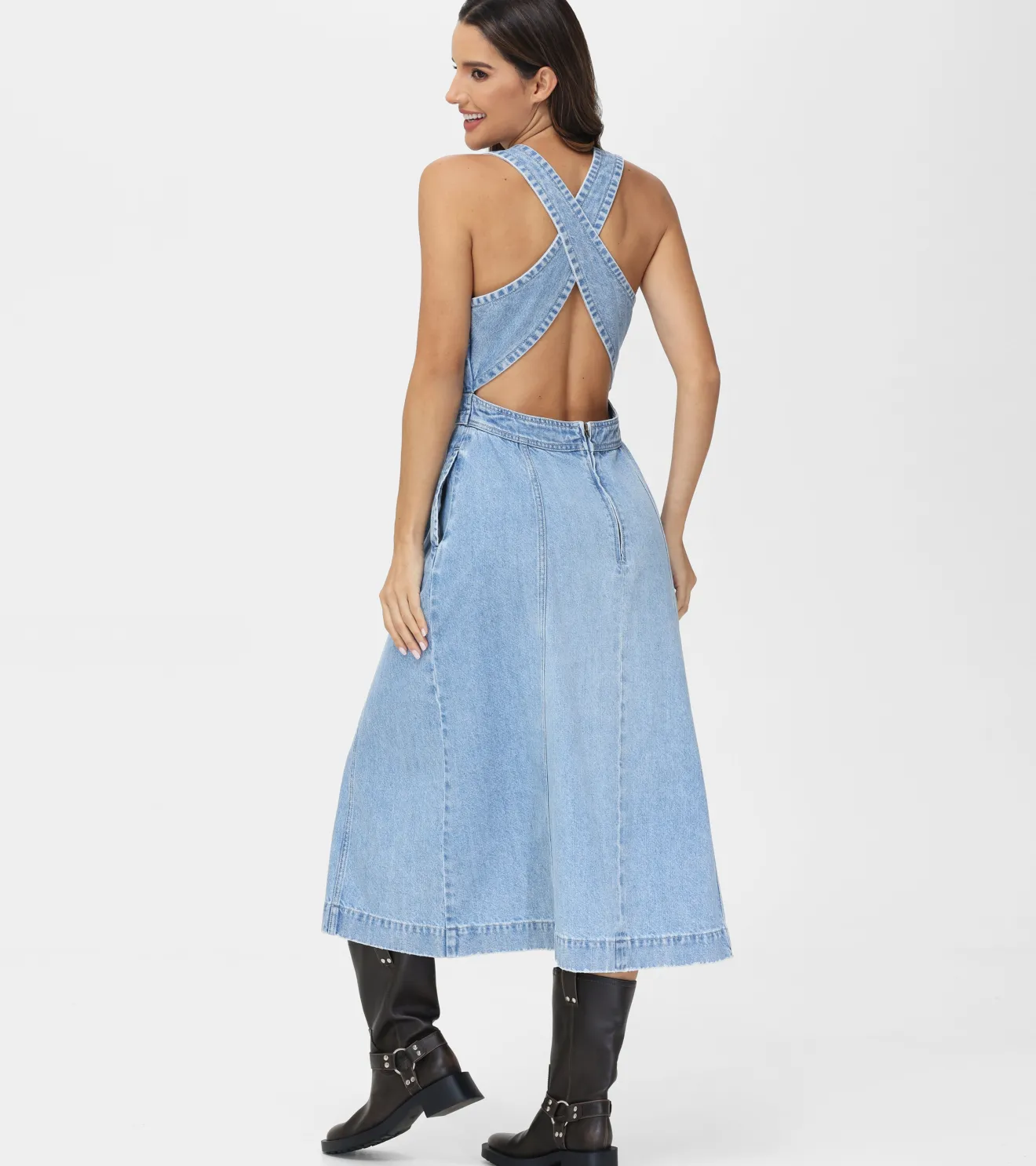 Criss-cross Maxi Denim Dress^Frye Clearance