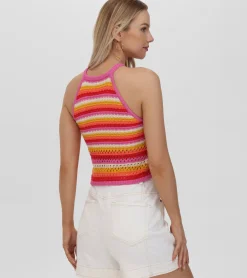Crochet Striped Halter Neck Tank^Frye