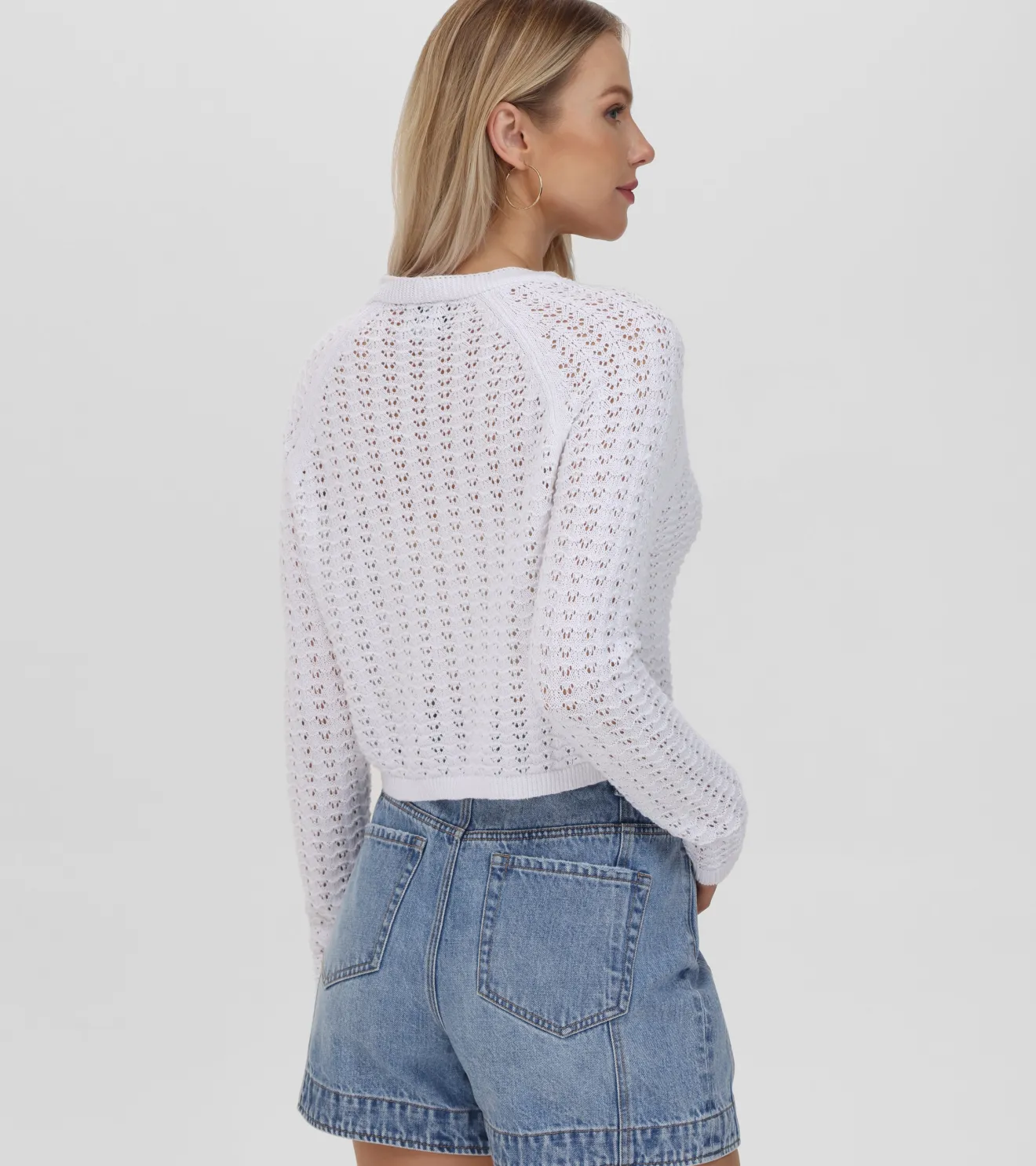 Cropped Crochet V-Neck Cardigan^Frye Outlet