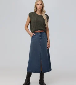 Distressed Cable Sweater Vest^Frye