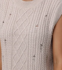 Distressed Cable Sweater Vest^Frye