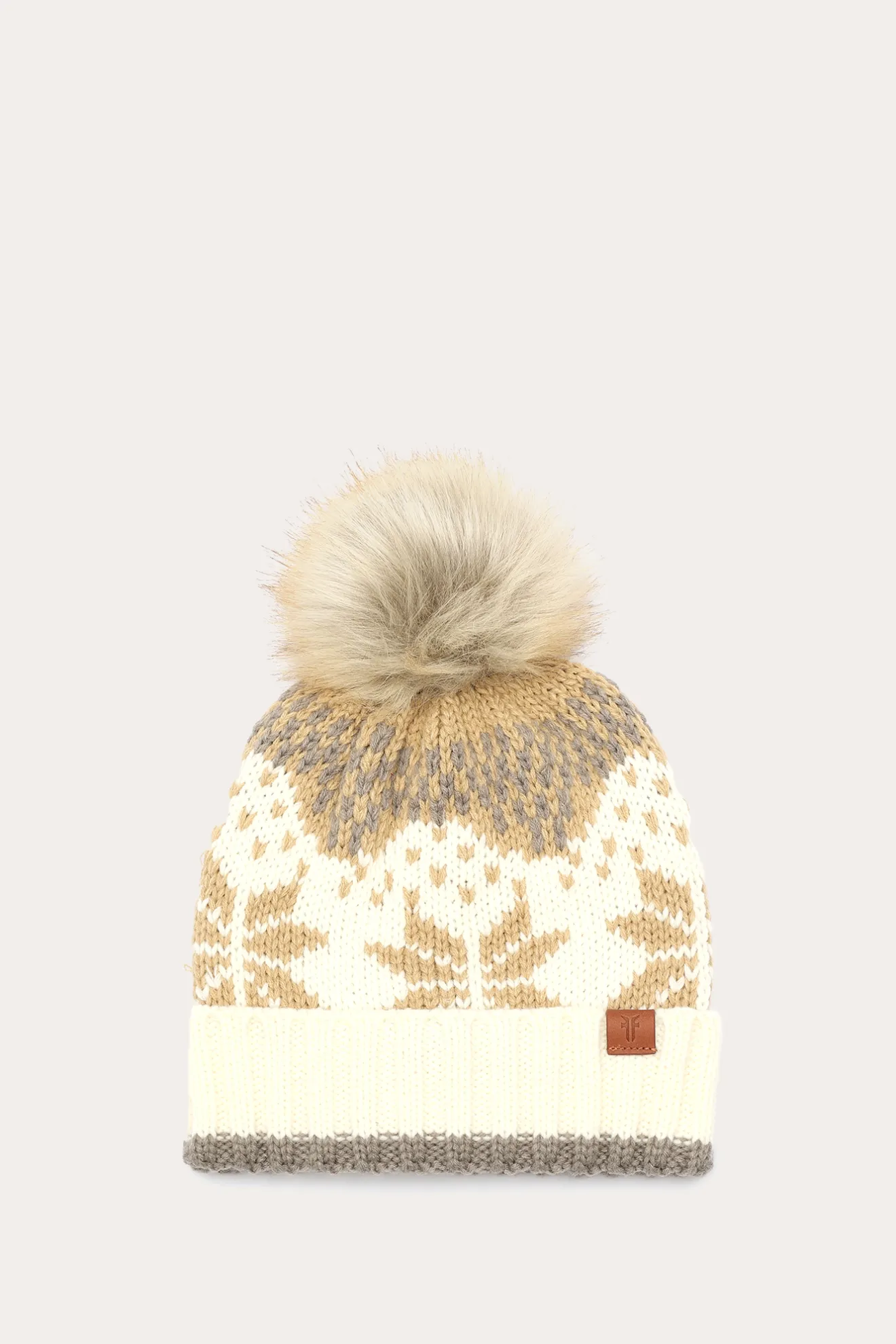 Fair Isle Beanie With Cuff & Faux Fur Pom^Frye Online