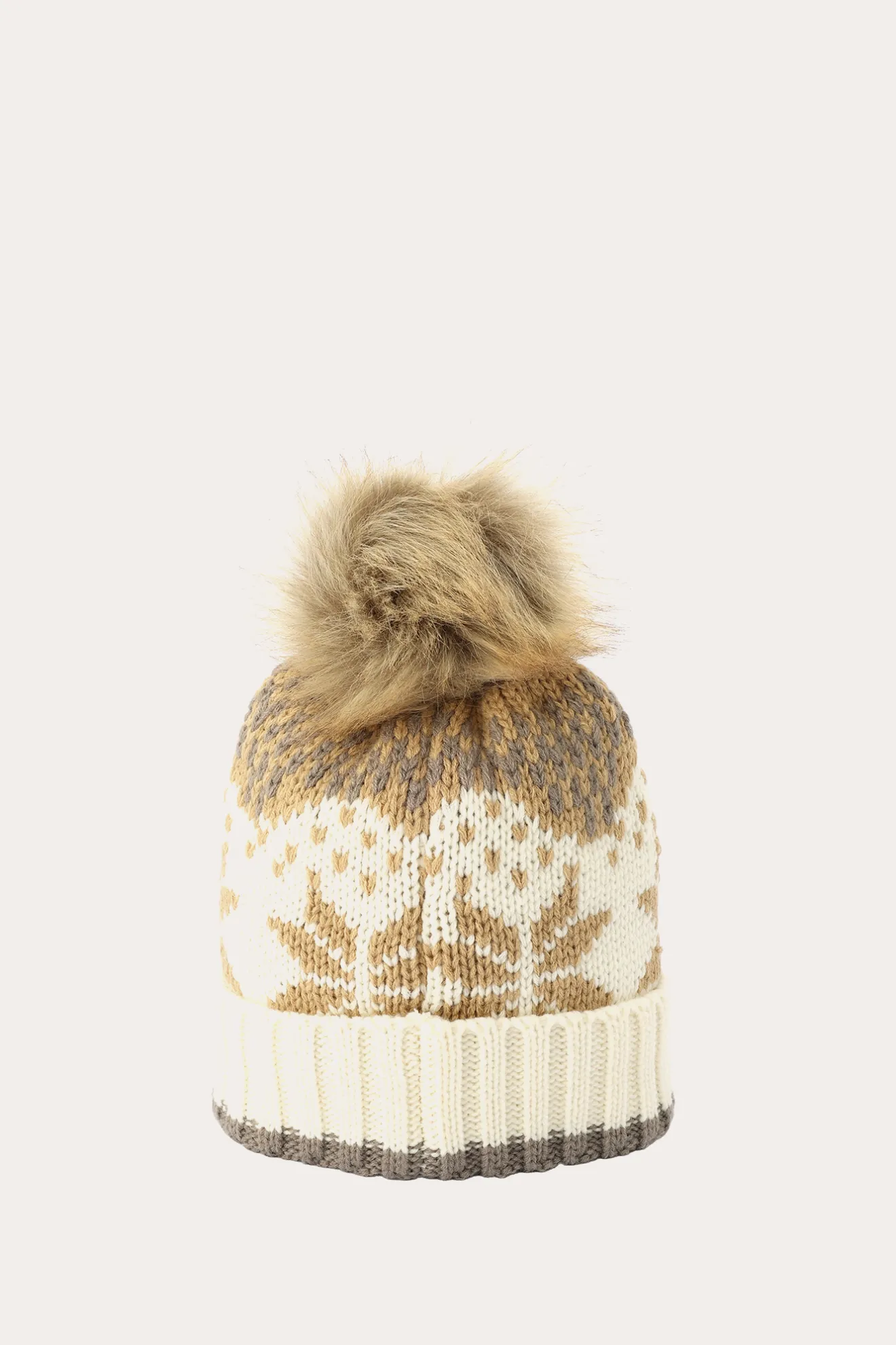 Fair Isle Beanie With Cuff & Faux Fur Pom^Frye Online