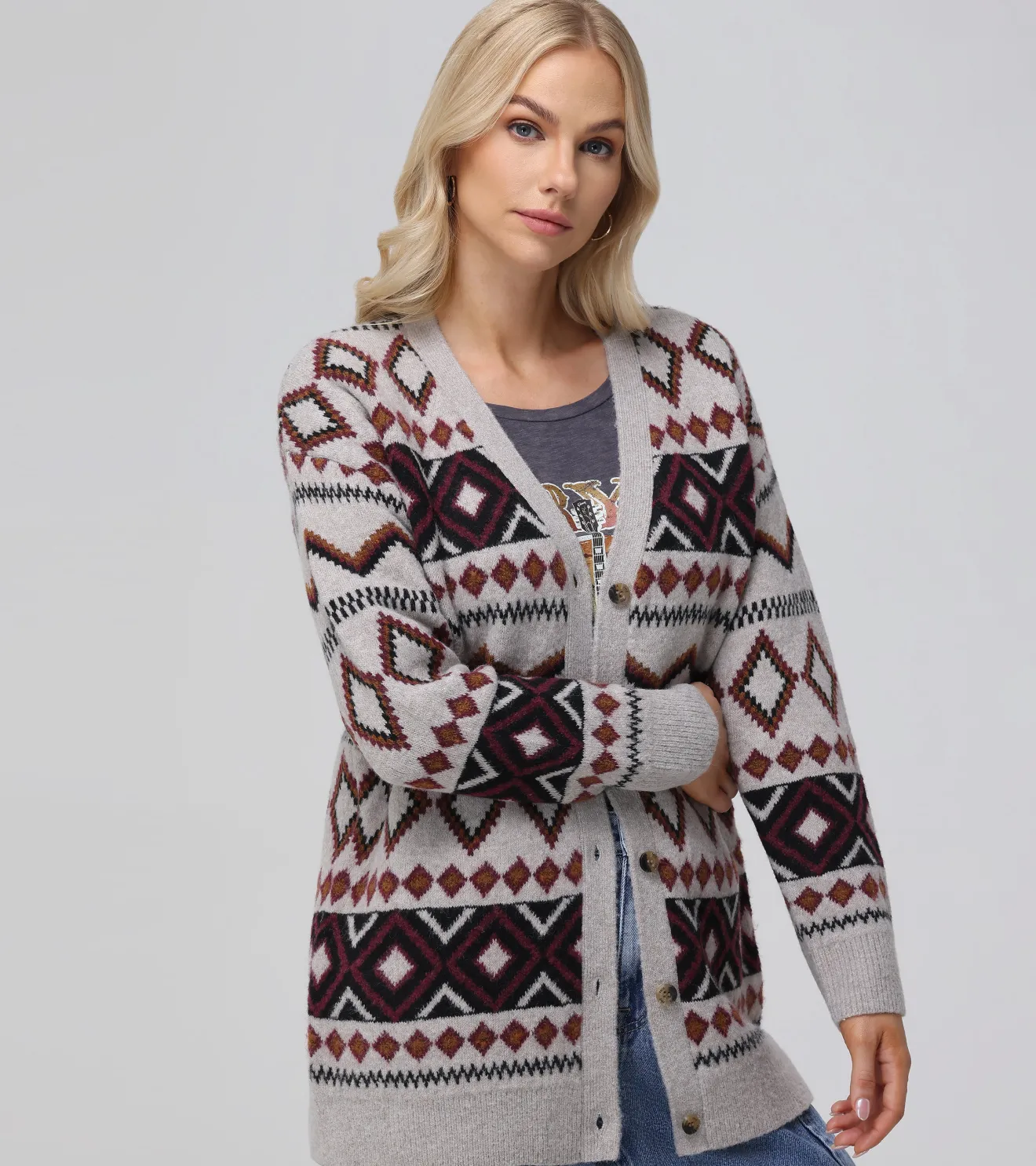 Fairisle Boyfriend Cardigan^Frye Hot