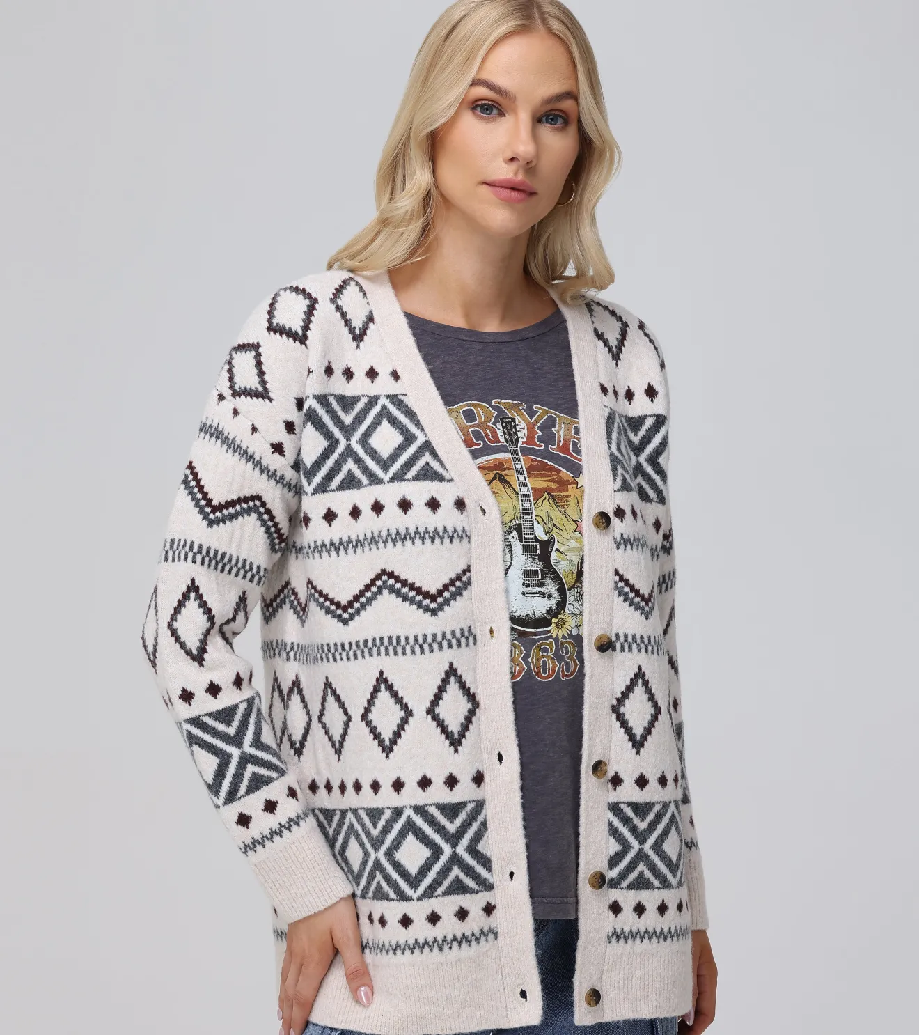 Fairisle Boyfriend Cardigan^Frye Hot