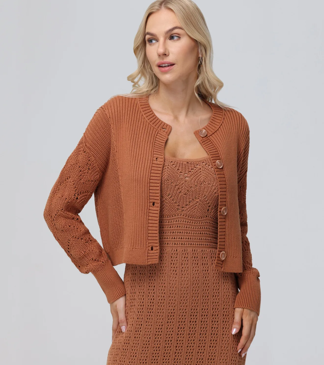 Mixed Stitch Button Front Cardigan^Frye Sale