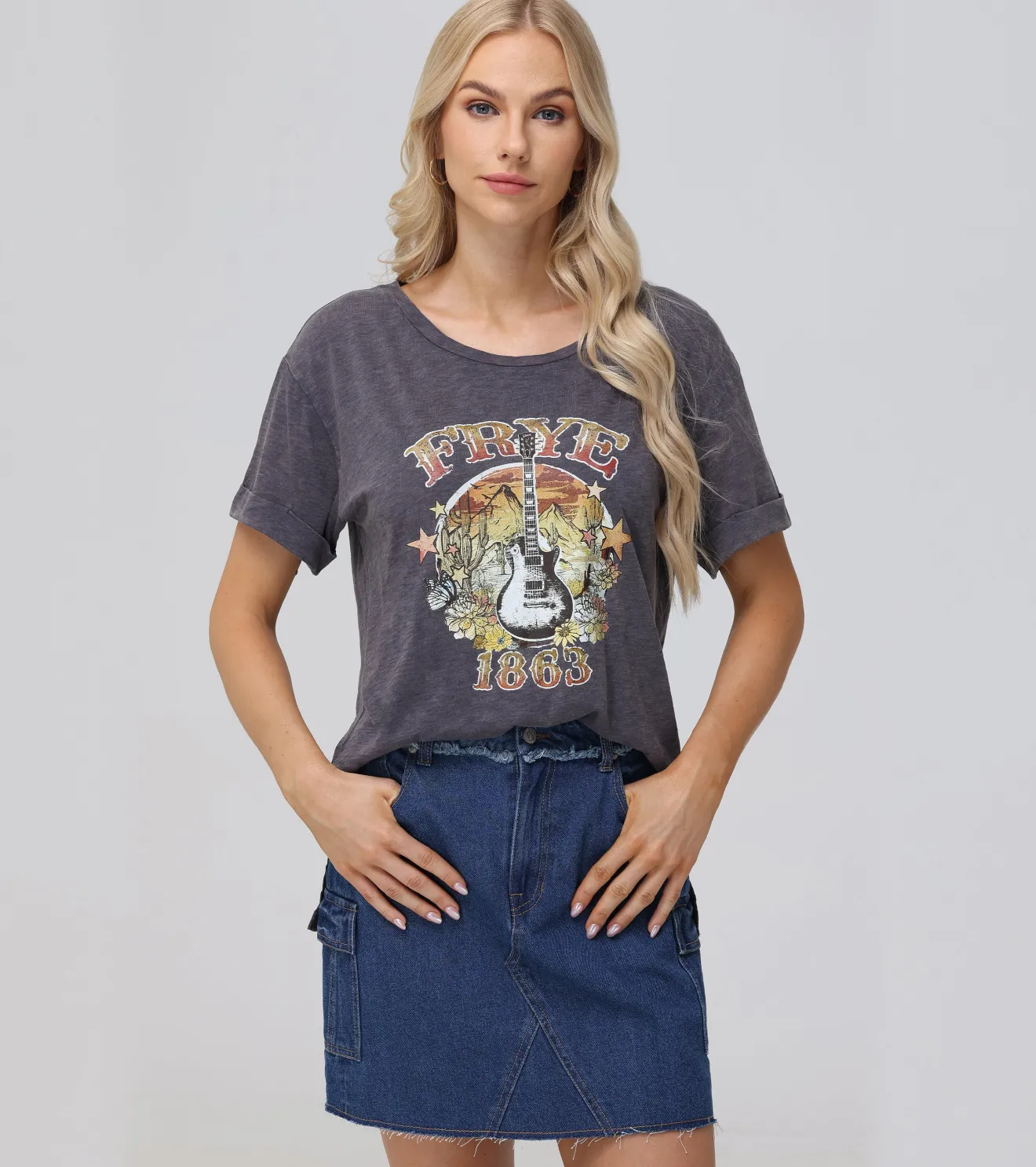 Rolled Cuff Graphic Tee^Frye Clearance