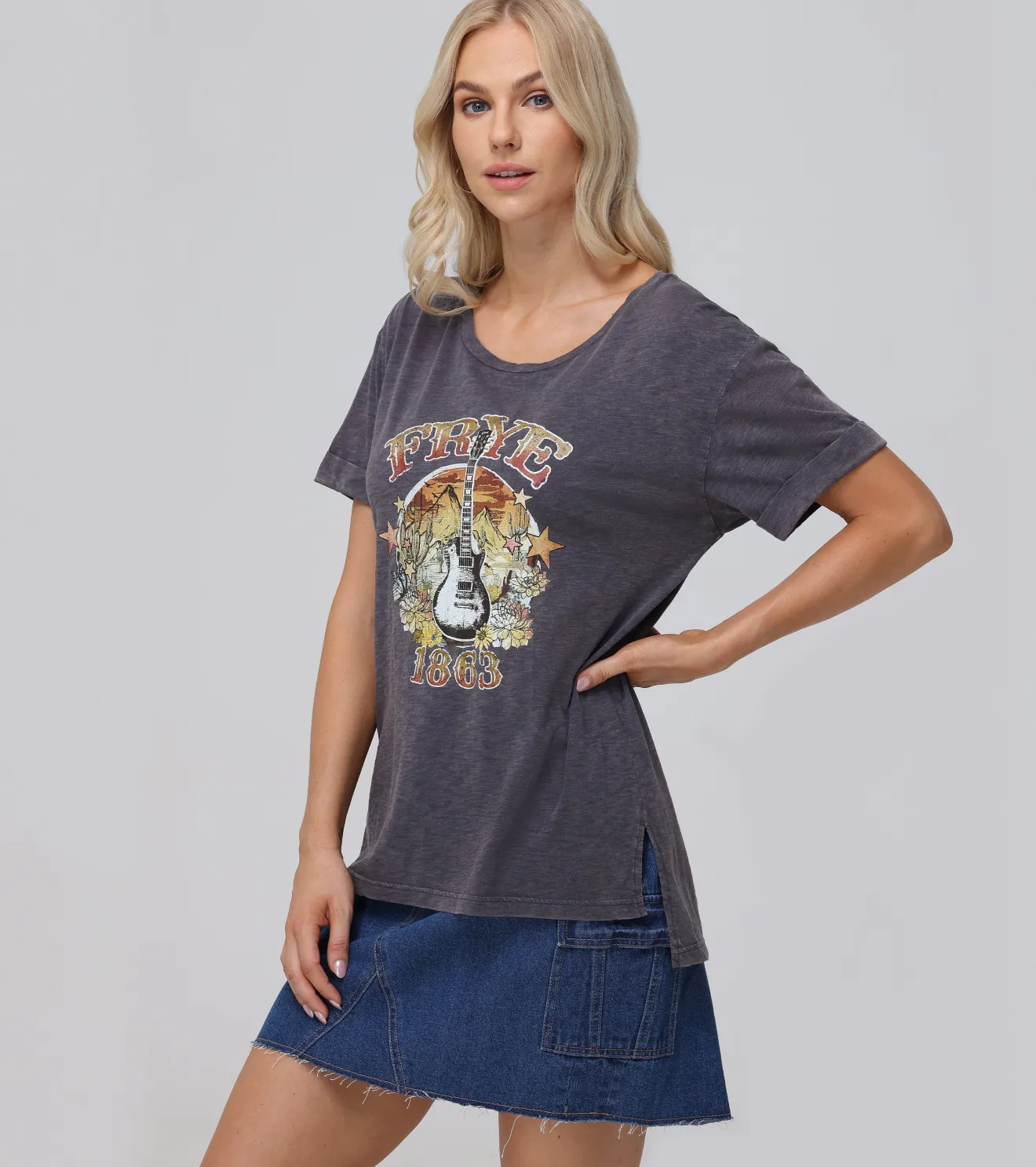 Rolled Cuff Graphic Tee^Frye Clearance
